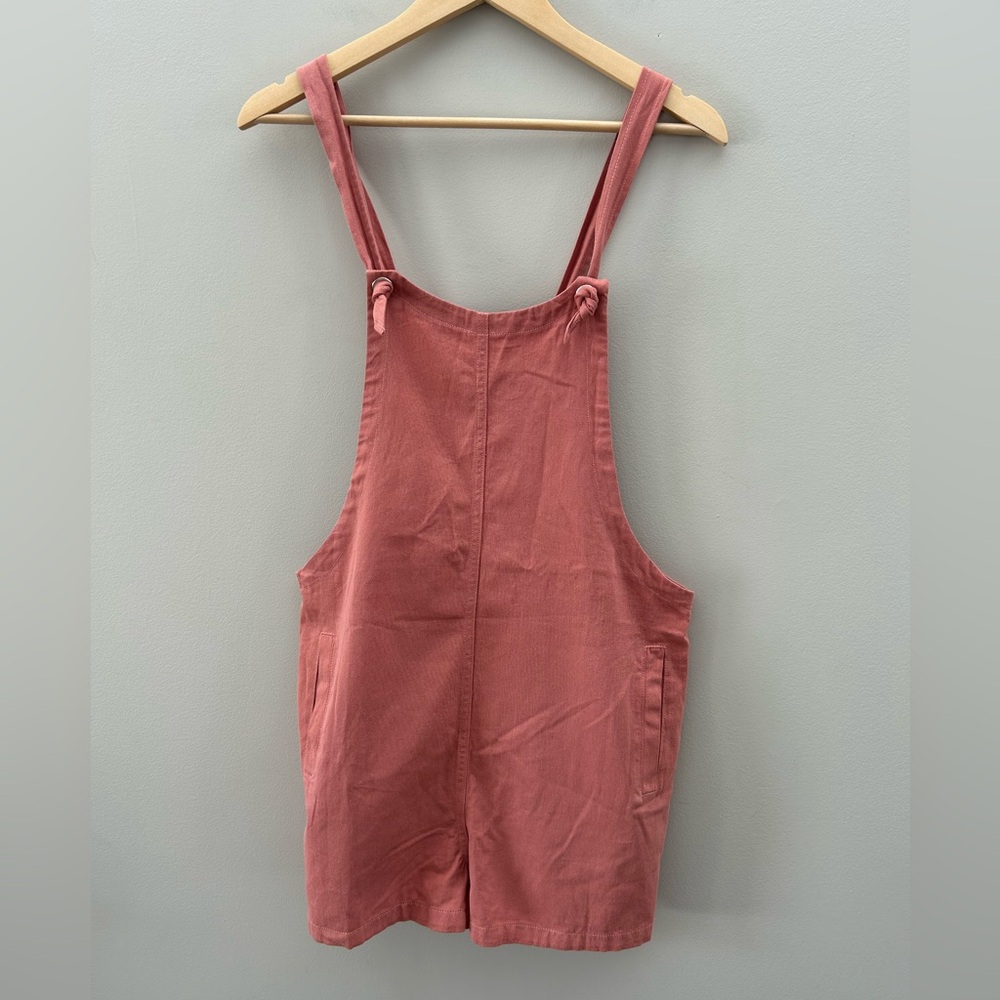 &Merci Coral Pink Pocket Cotton Pocket Shorts Overall Romper - Picture 3 of 6